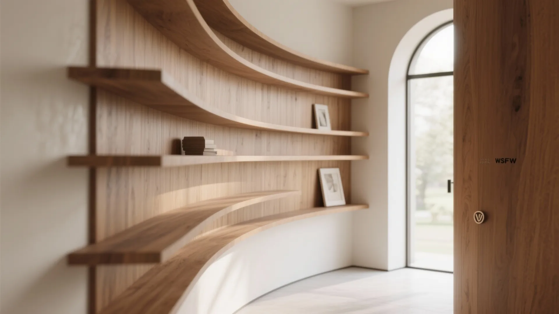 1. Floating Shelves That Flow With the Curve