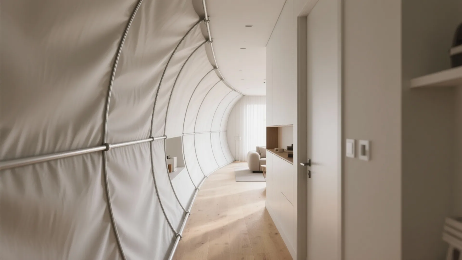 Curved Tensile Walls to Guide Flow in Tight Spaces
