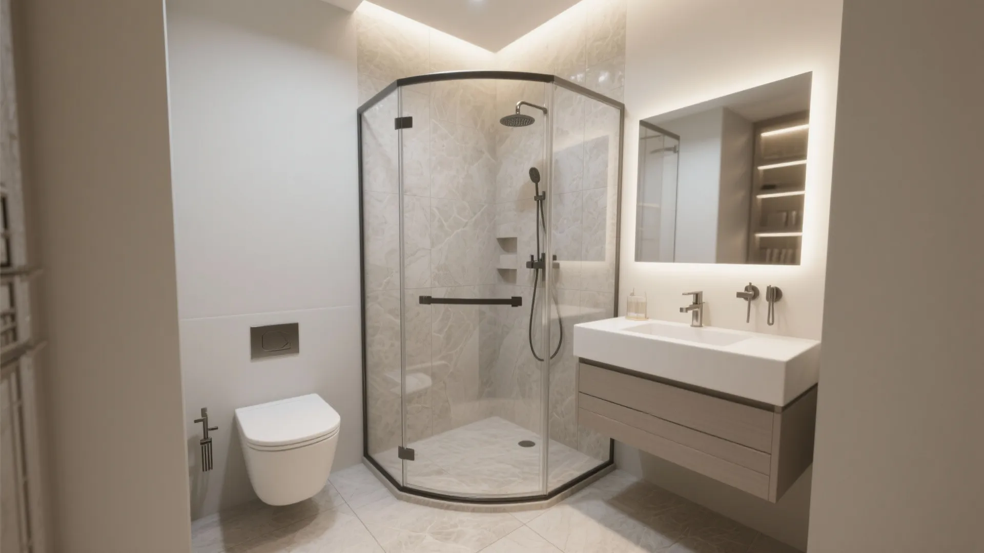 5. Corner Shower with Curved Glass