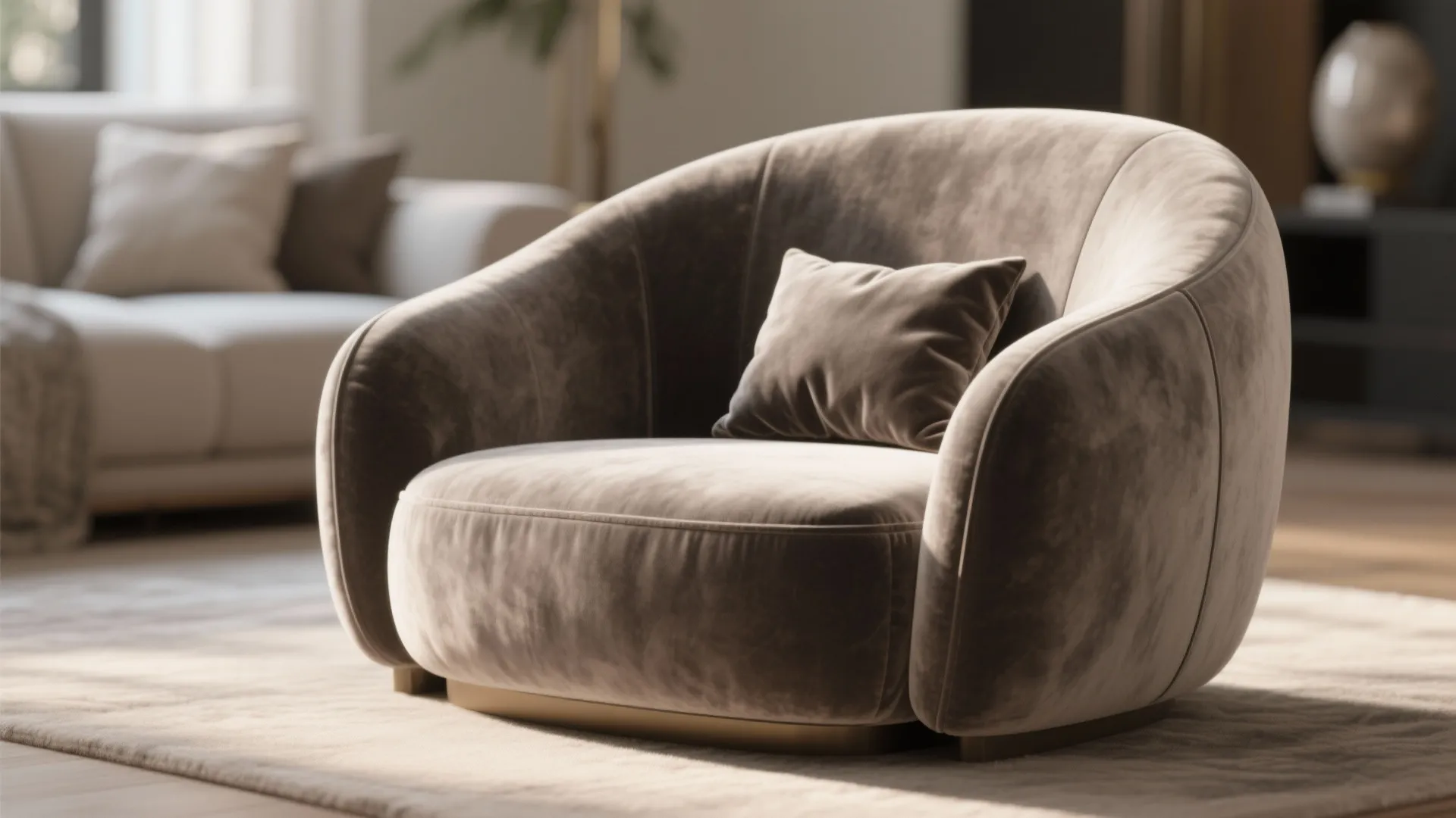 2. Plush Curved Accent Chair