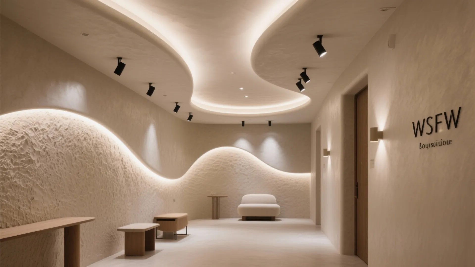 Curved Gypsum Waves with Integrated Spot Washers