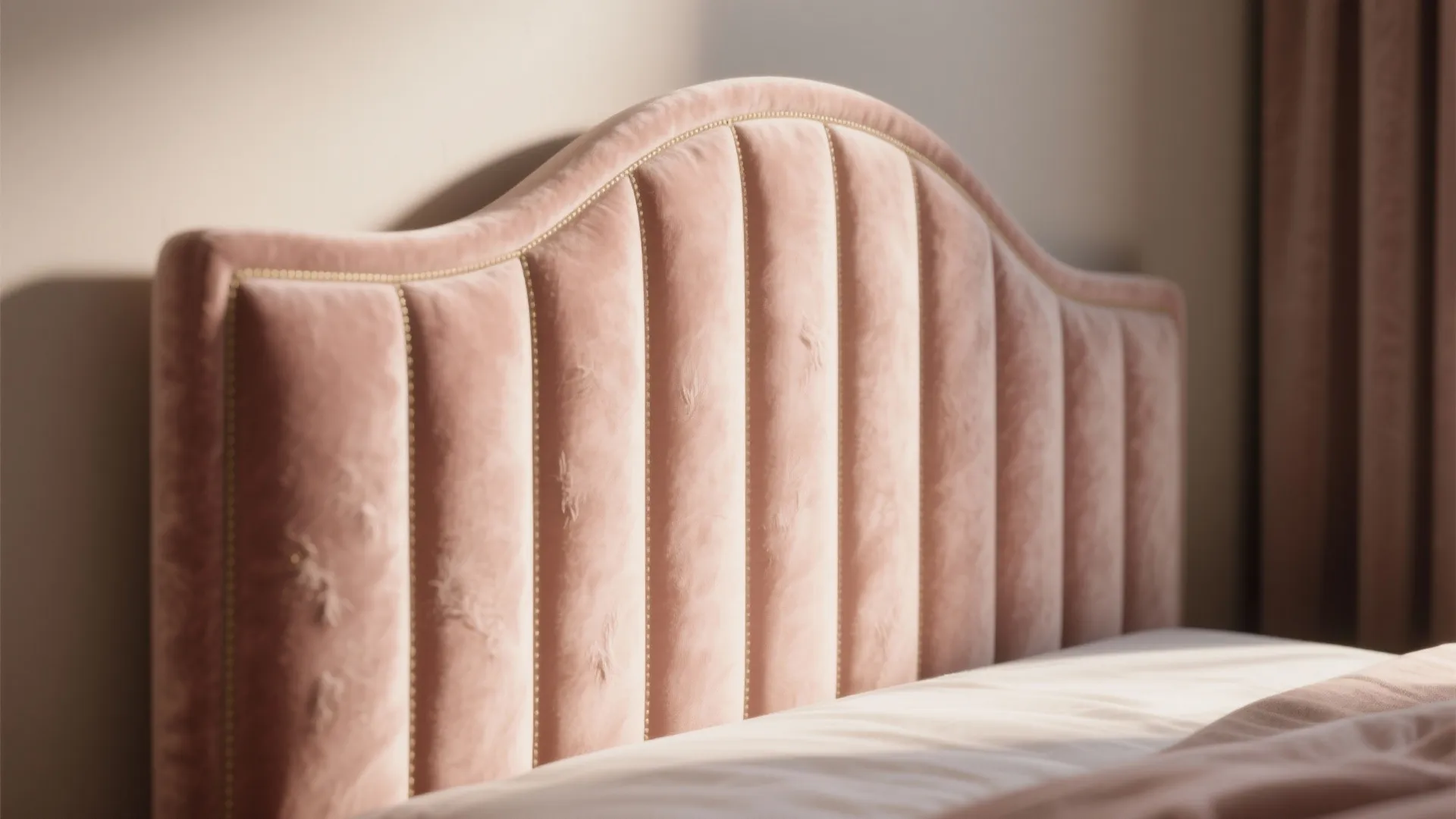 3. Curved Headboard with Velvet Upholstery