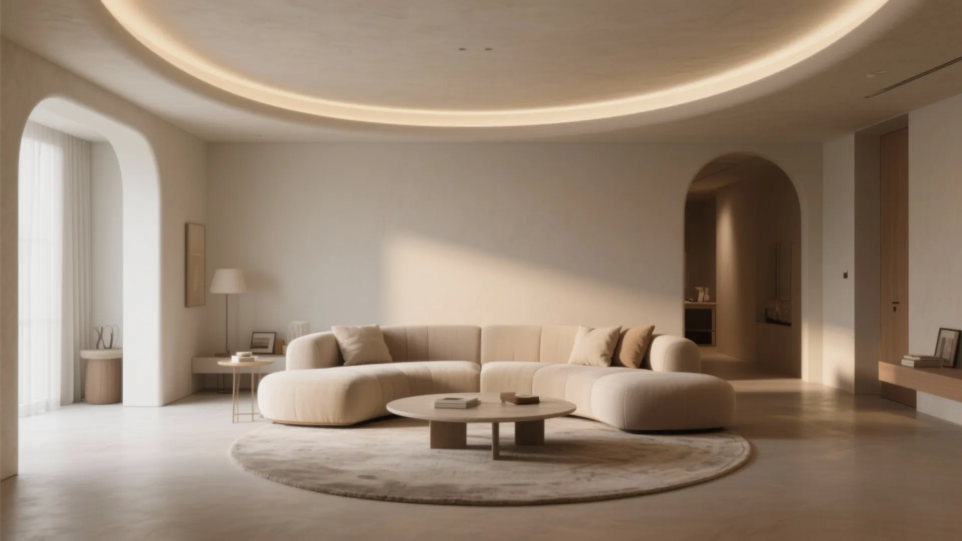 Curved POP Ceiling Lines to Soften and Guide Zones