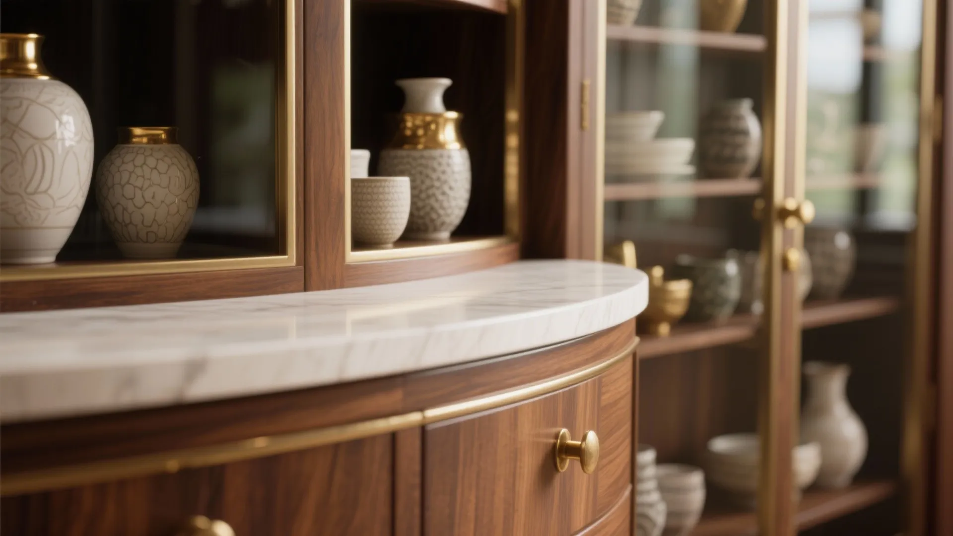 4. Open Shelving and Curved Details