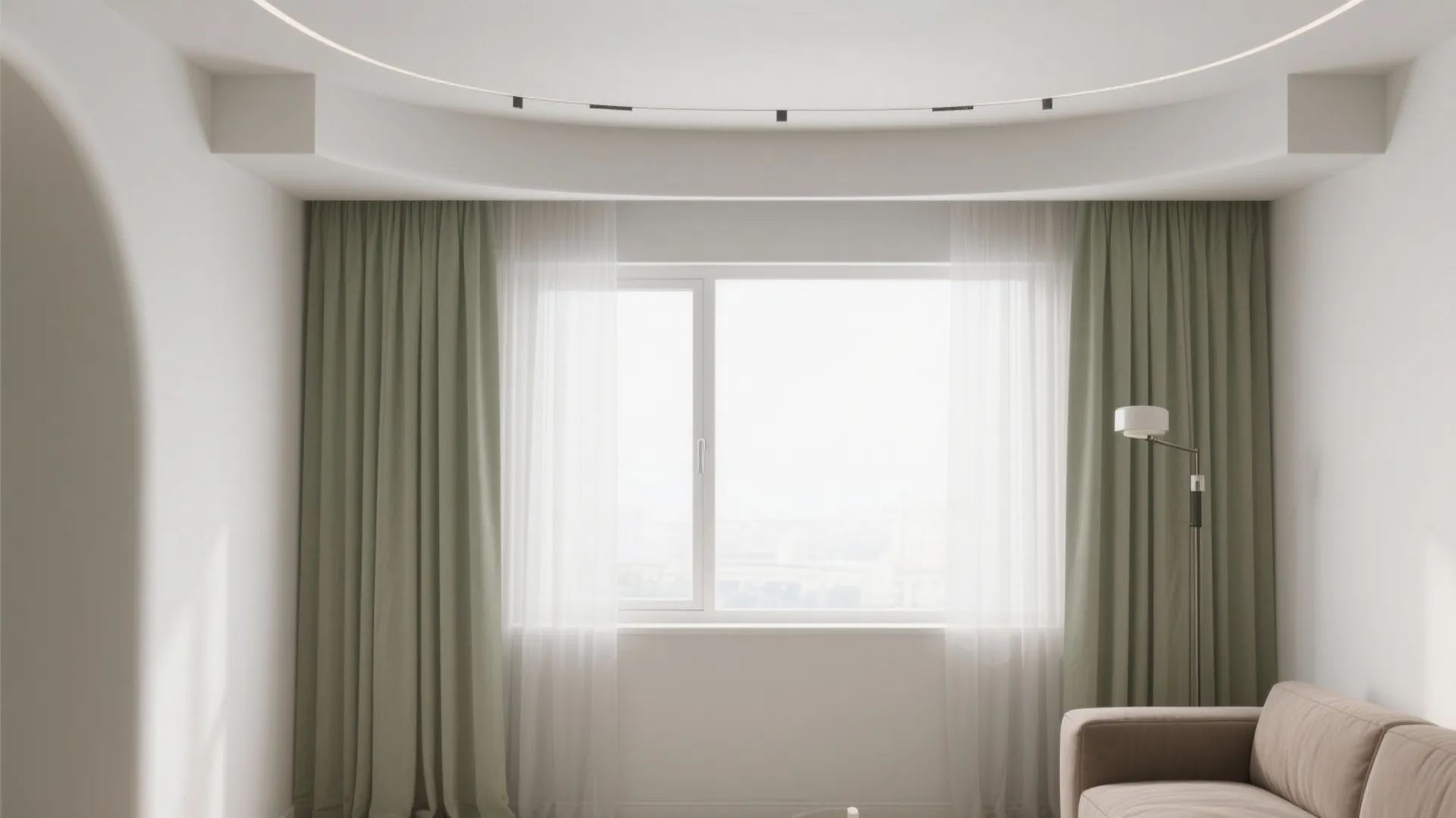 Idea 5: Soft Curves with Integrated Curtain Pelmet