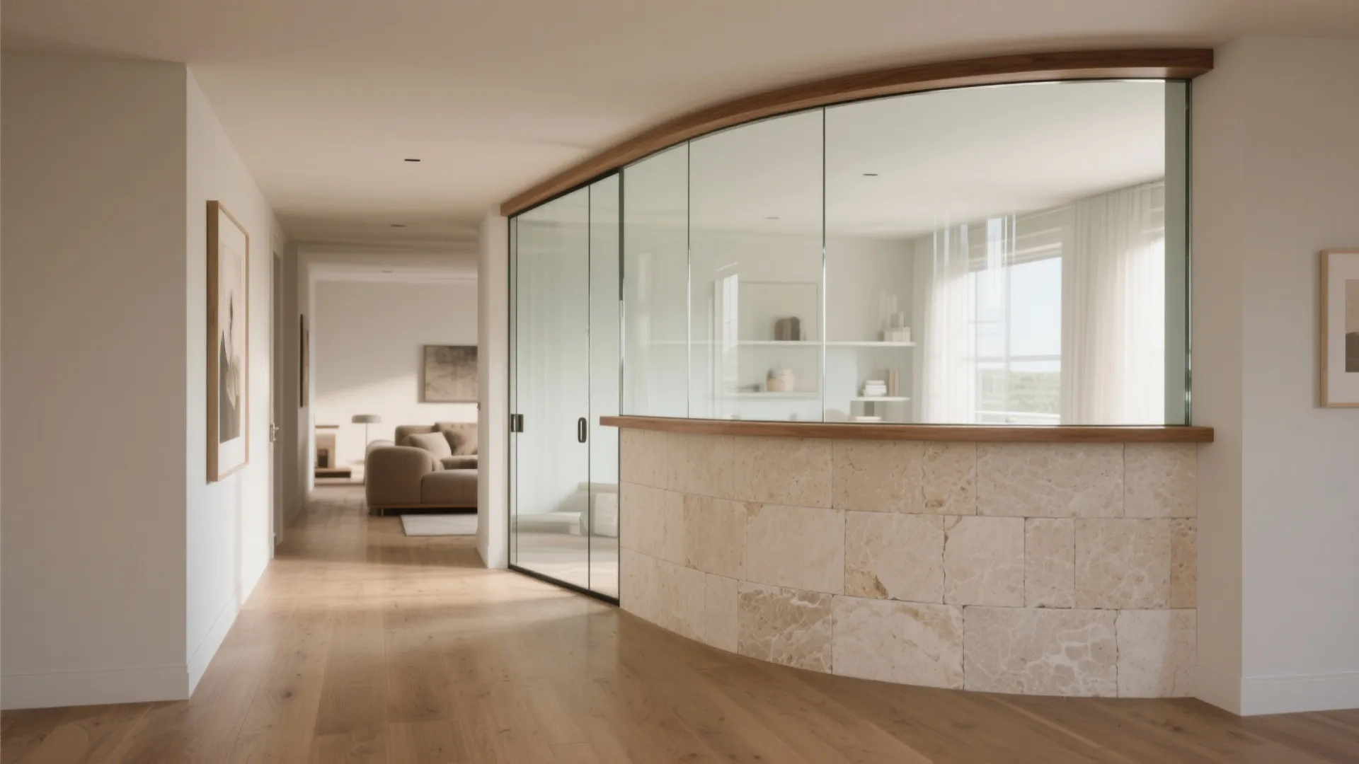 Curved or Half-Height Glass Screens for Flow and Safety