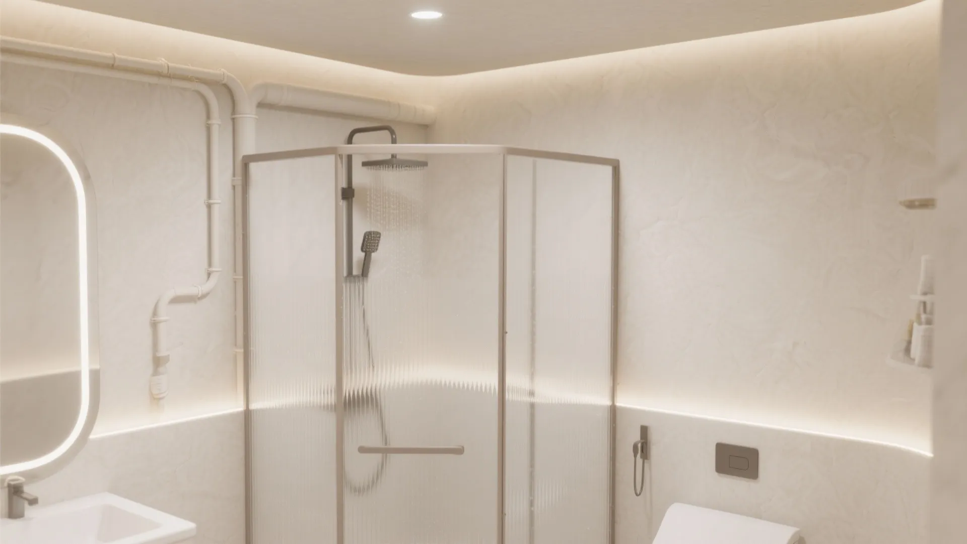 Curved POP Cornice Around the Shower Area
