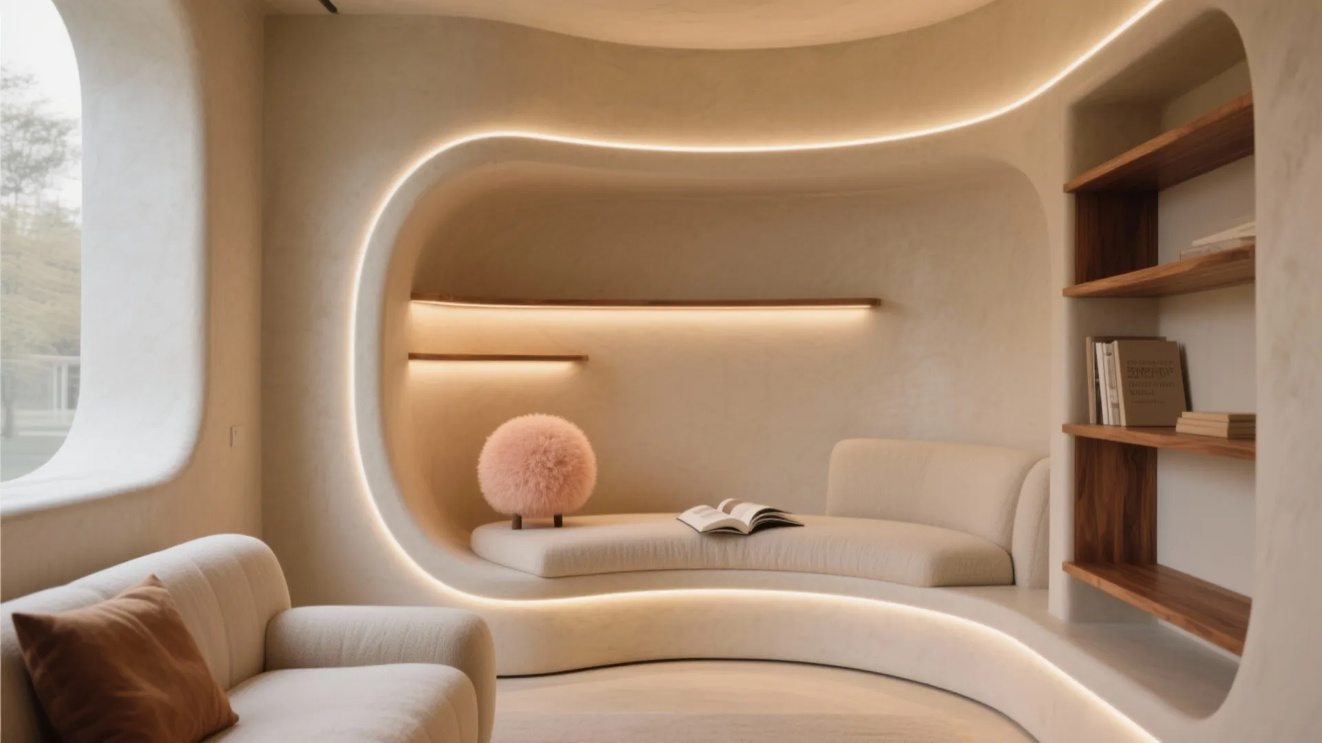 Curved POP Niches with Ambient LED