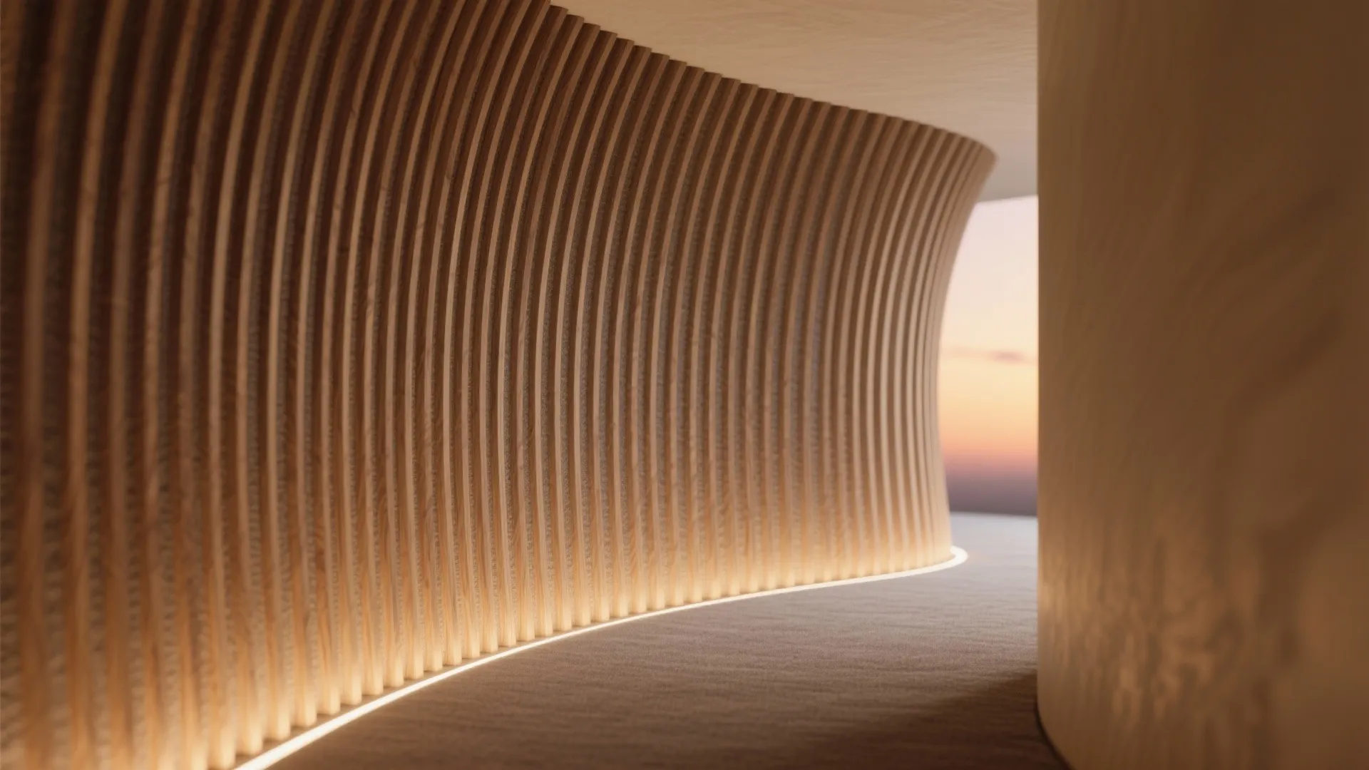 Curved Ribbed Timber Sculptural Feature