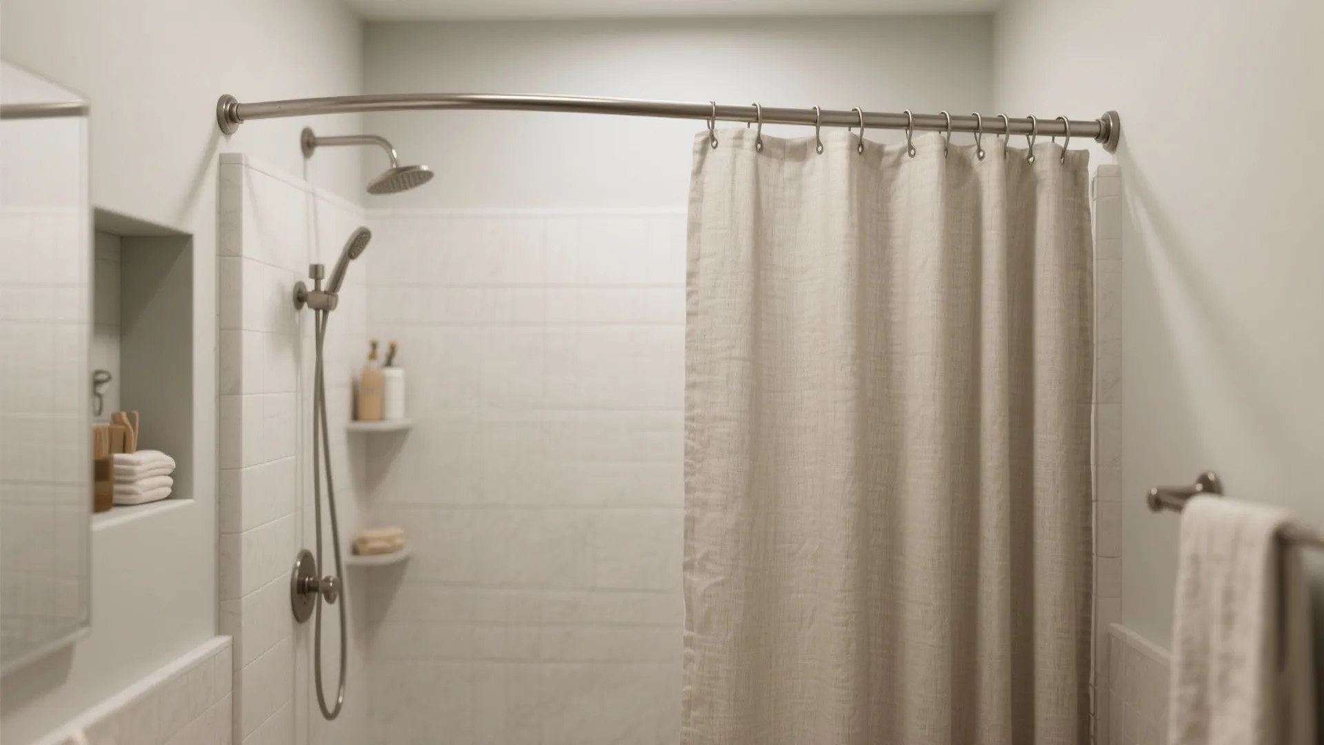 Shower Upgrades: Tension Rods, Hooks, and Curtain Swaps