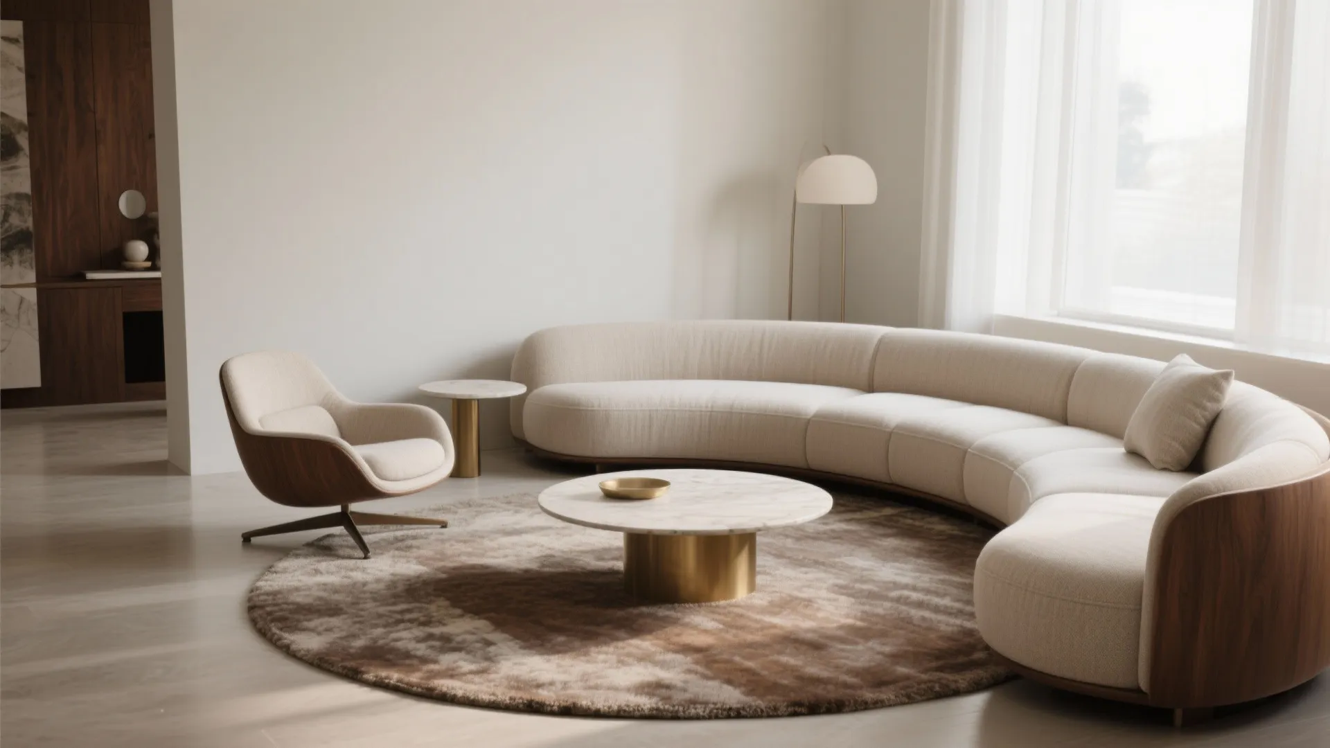 Curved seating to tame the L-corner