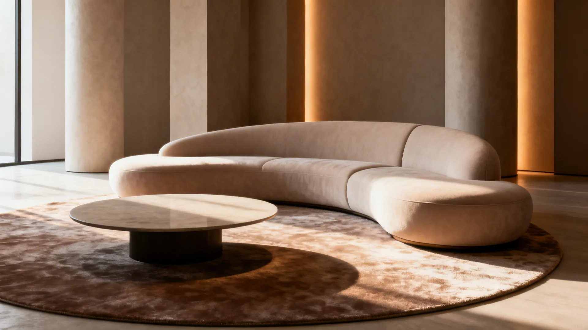 3. Curved Sectional to Soften Hard Corners