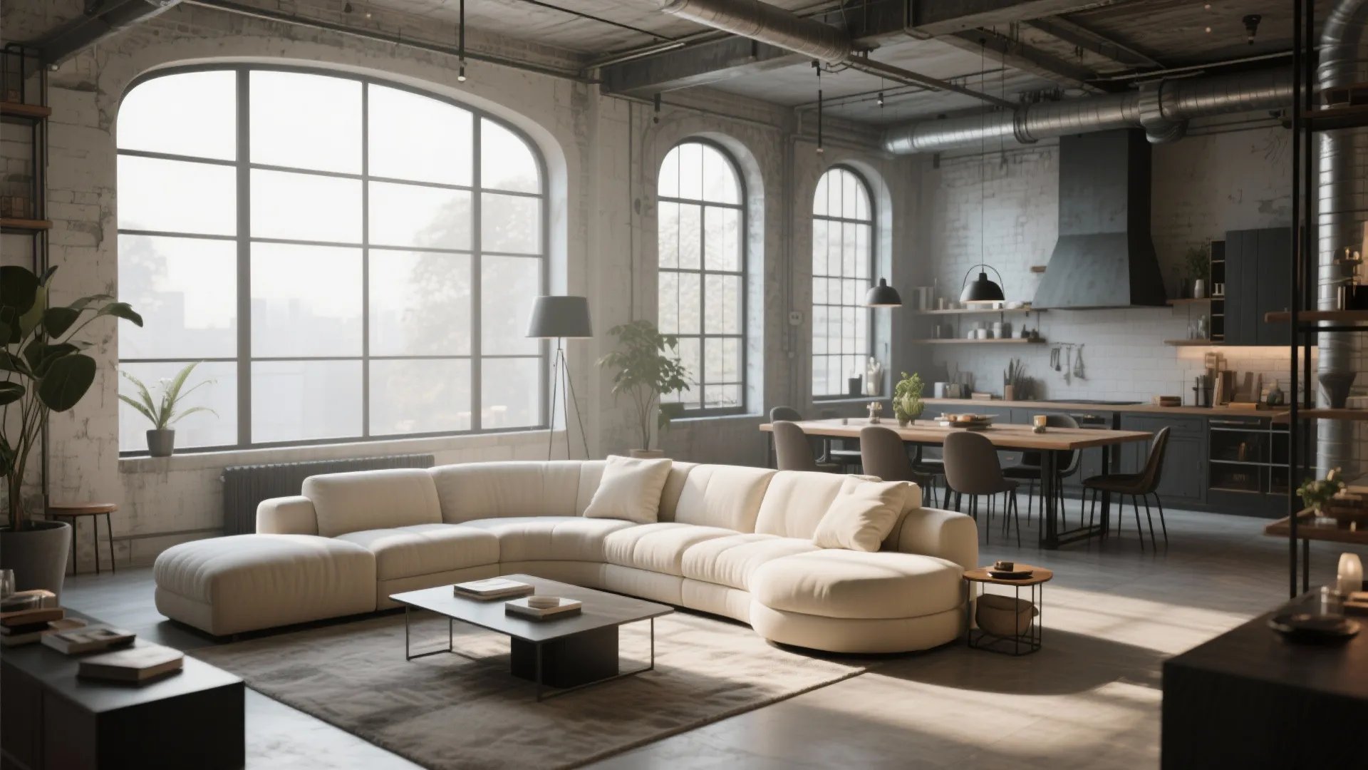 3. Curved Sectional to Define Open Spaces
