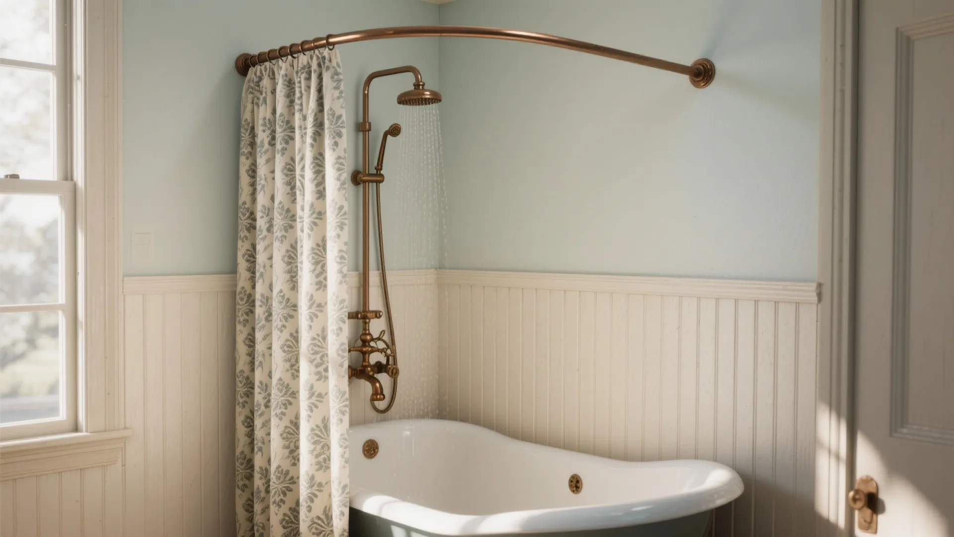 8. Curved Shower Rods with Drapes