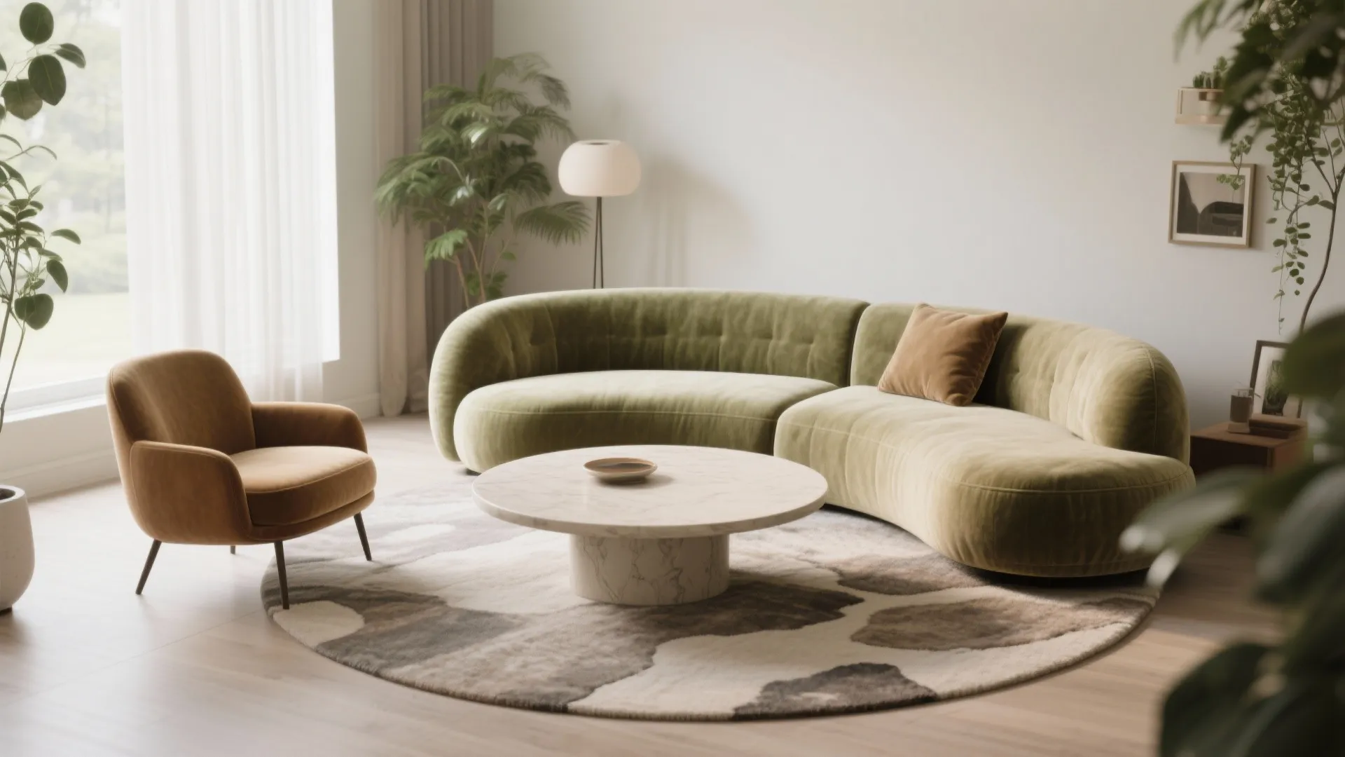 Curved Sofa to Soften Corners and Traffic