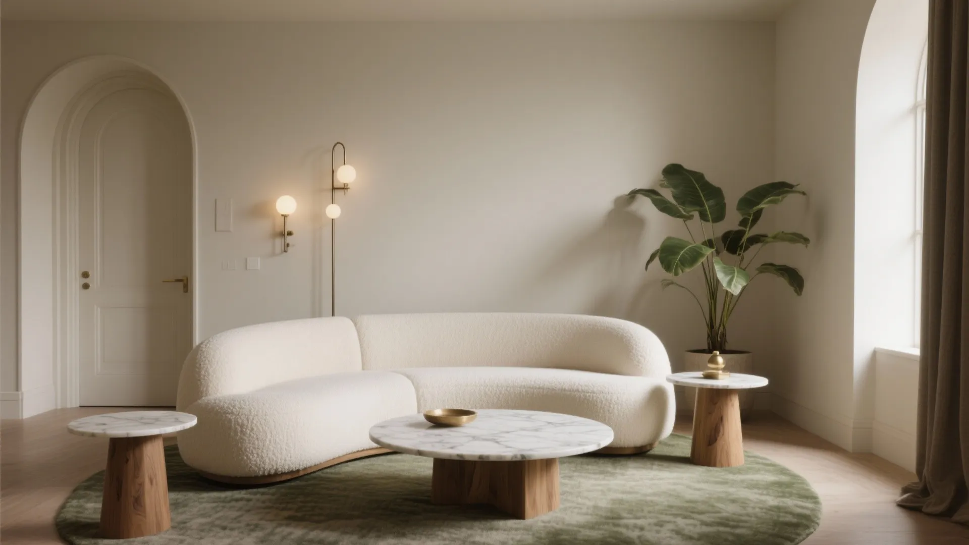 Sculptural Curved Sofa to Open the Room