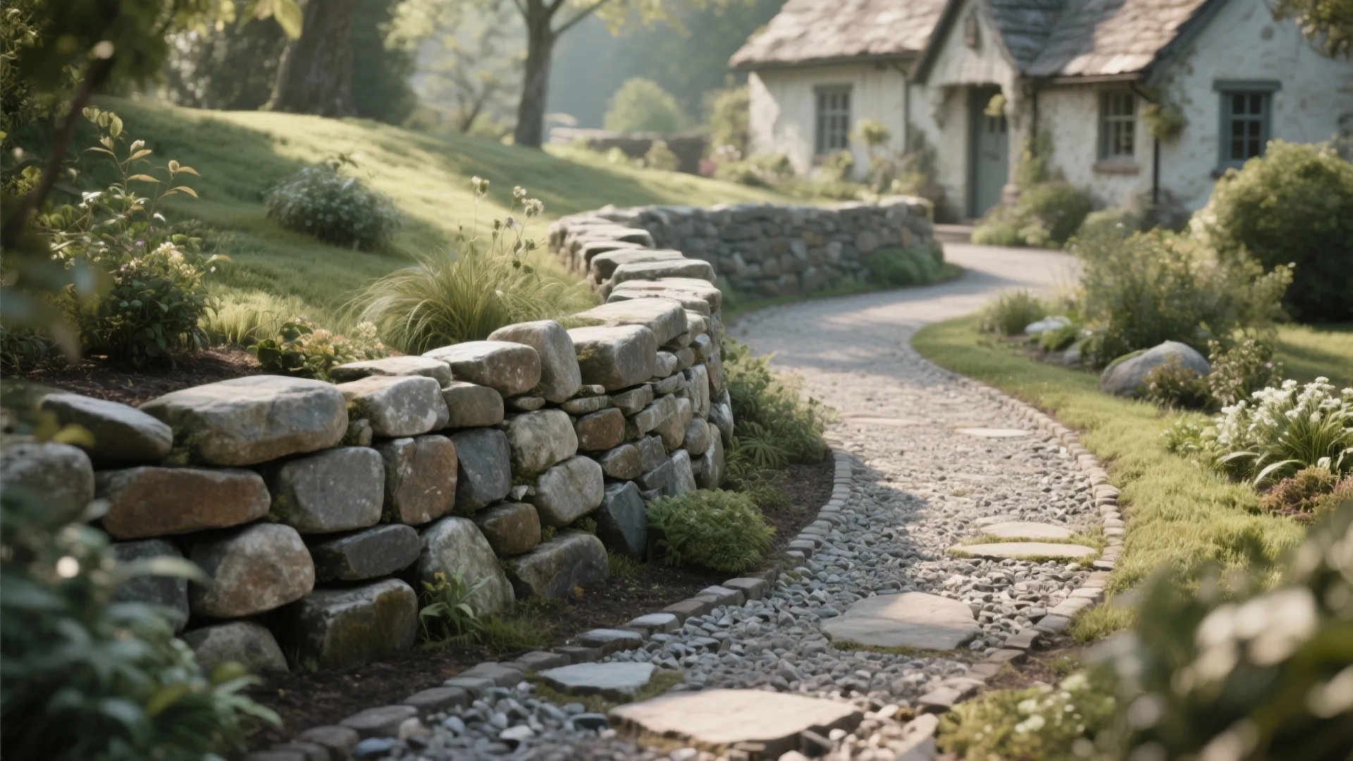 Curved Dry-Stack Stone for Organic Paths