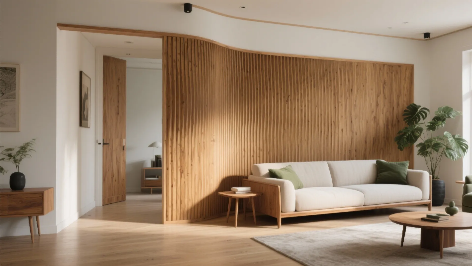 Curved or Ribbed Timber Screen for Flow and Acoustics