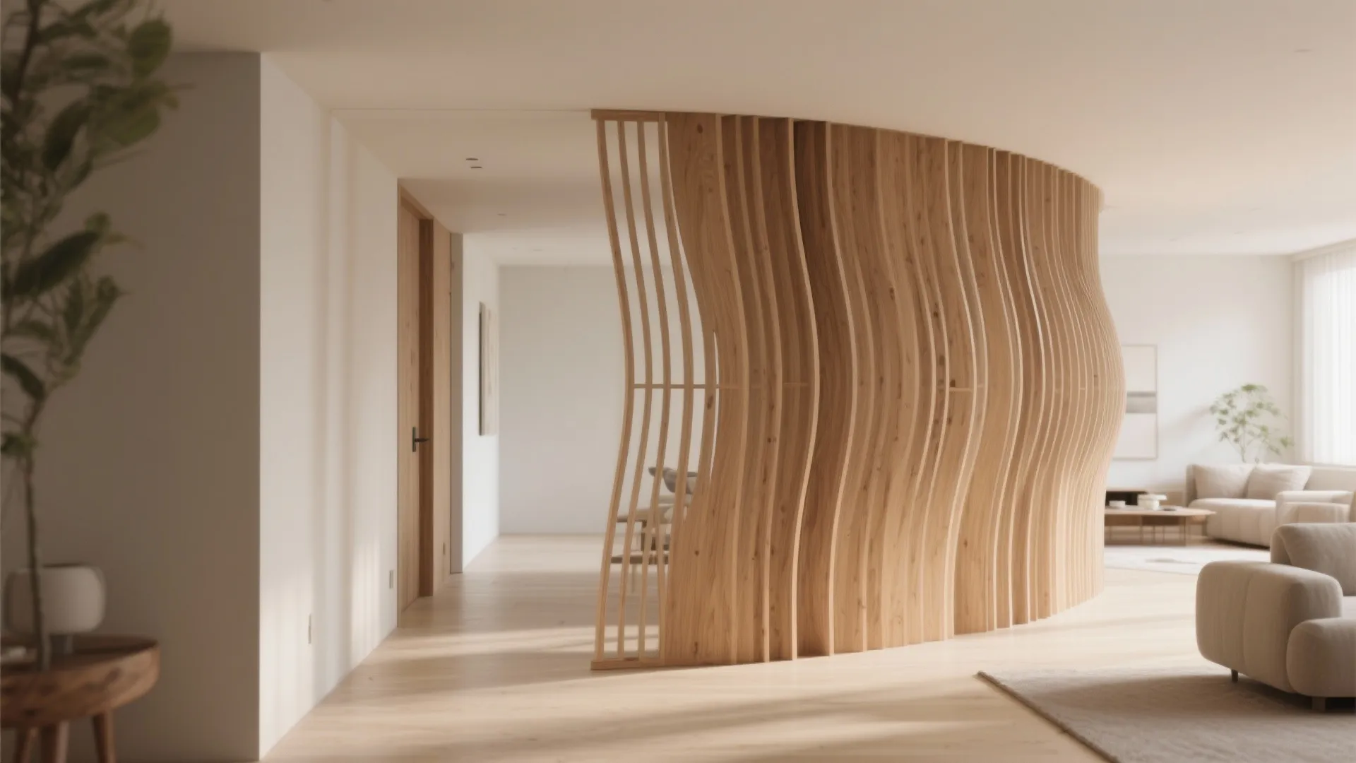 Curved Timber Screen for Flow