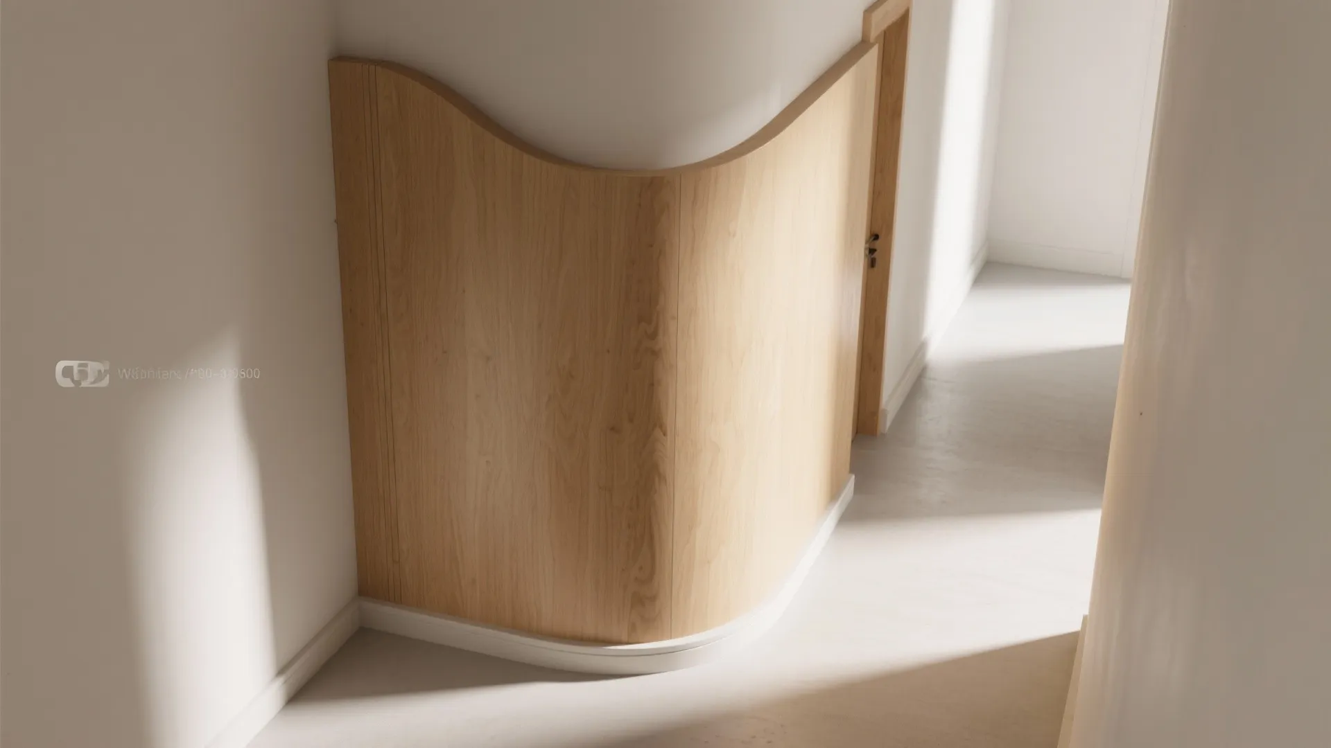 Curved Plywood Partition to Soften a Narrow Hall