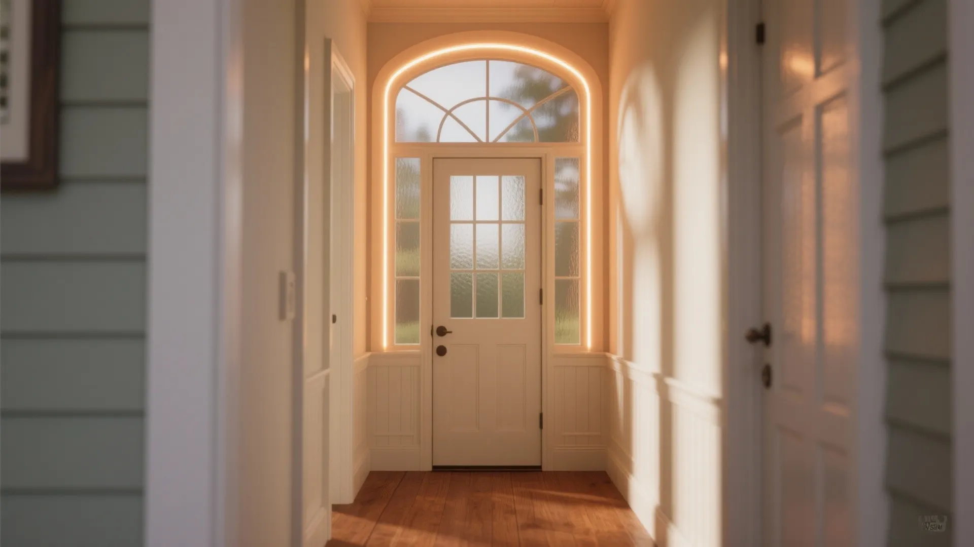 Curved Transom with Backlit Glass