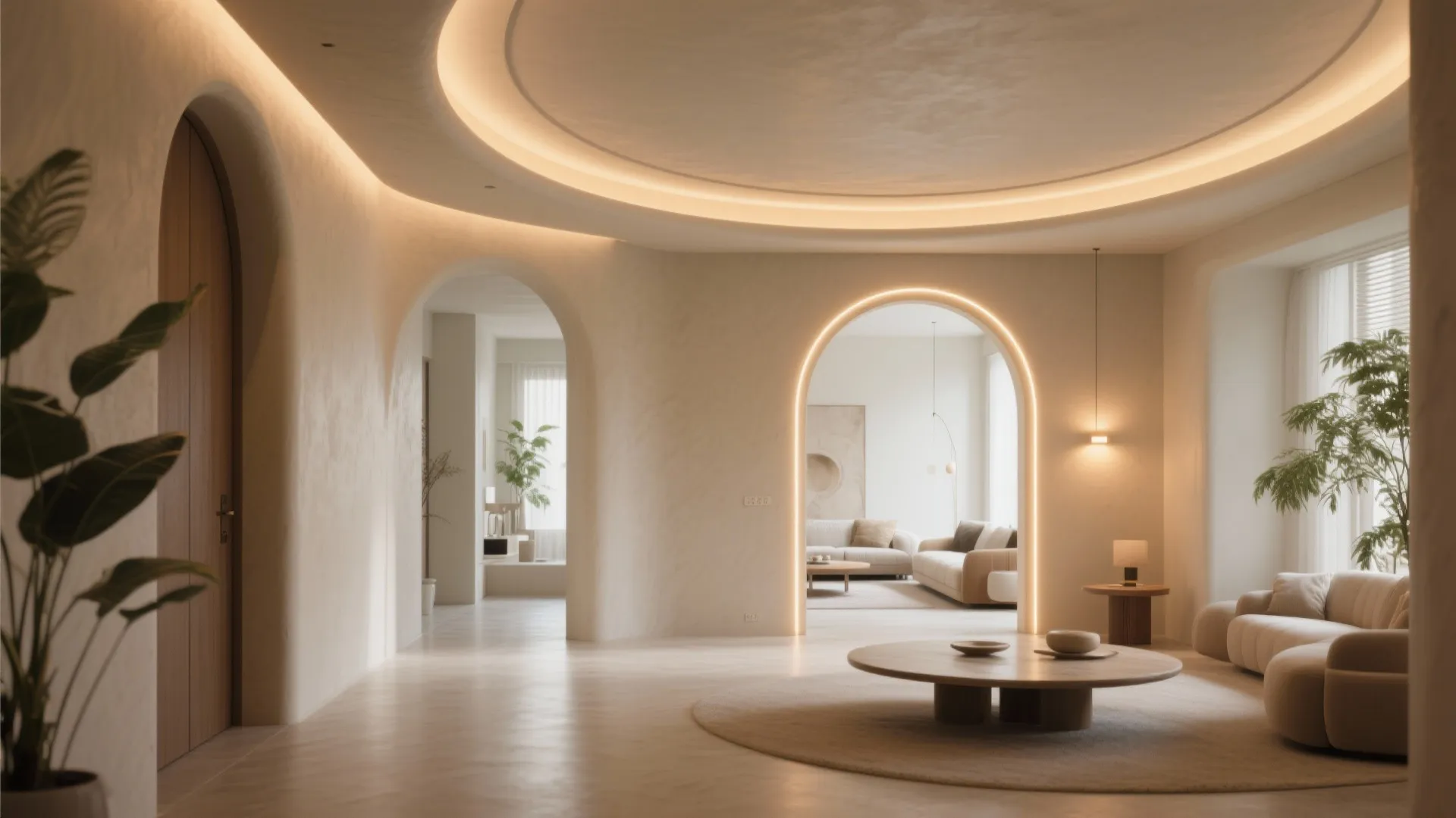 3) Curved Tray Ceiling with Soft Corners