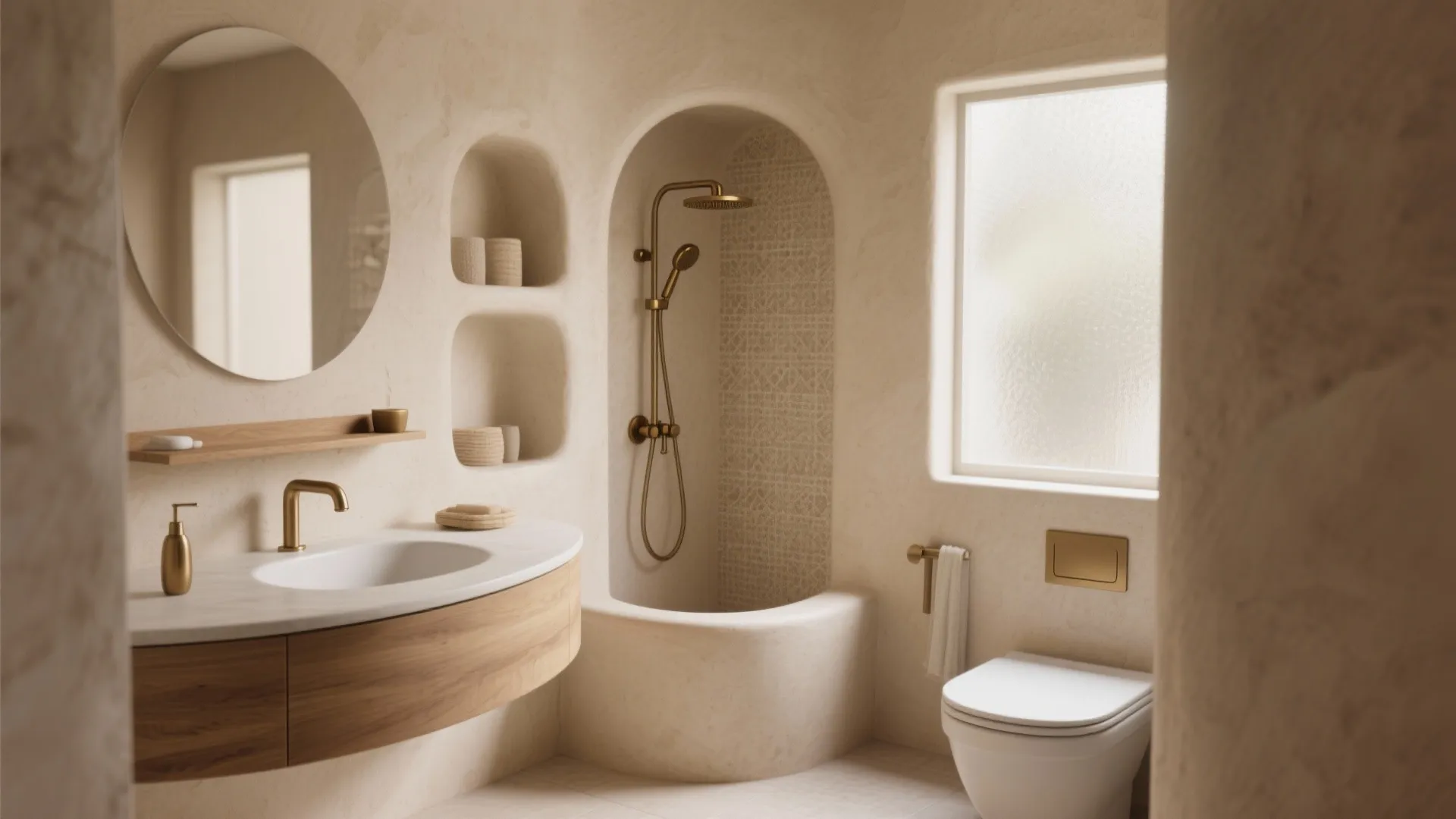 3: Curved Vanity and Alcove Bath