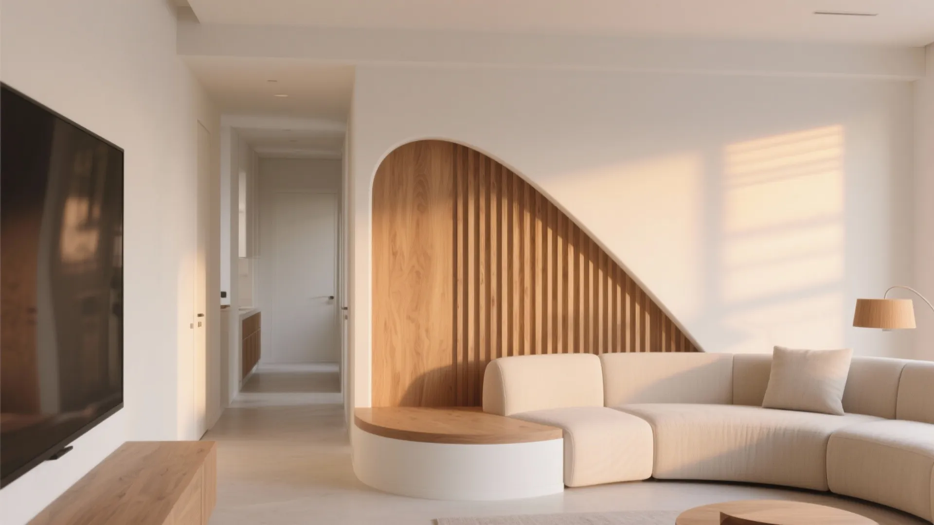 [Section: Inspiration 5] Soft Curves and Wood Accents for Warmth