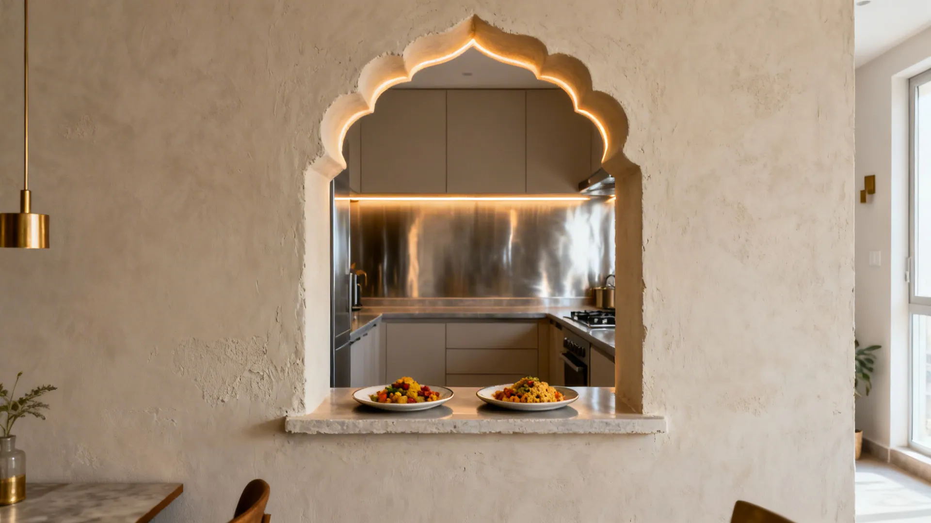 Rajasthani cusp arch pass-through