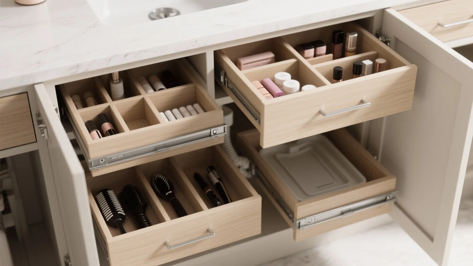 3. Custom sink cabinet with integrated storage