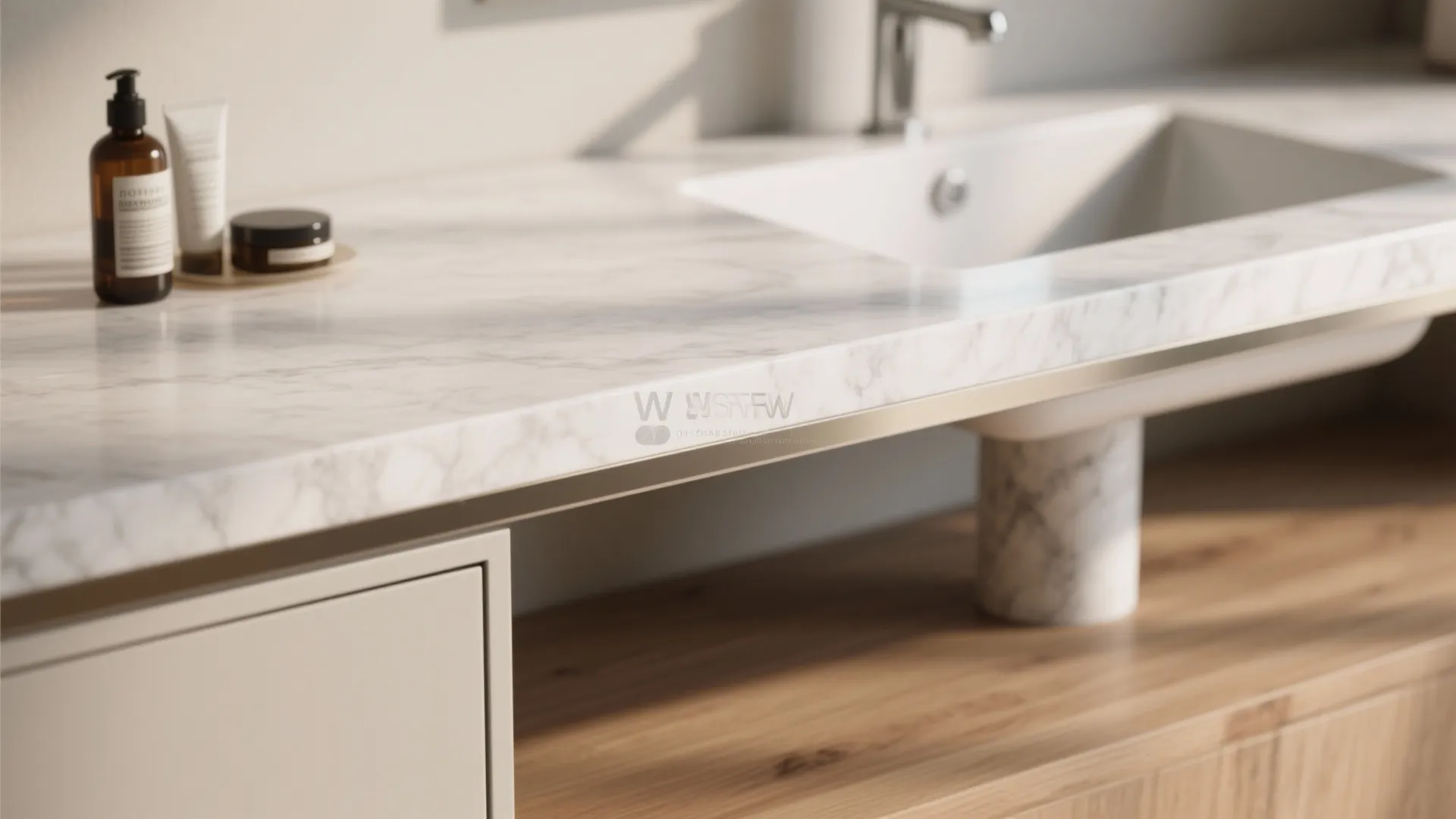 5. Custom Countertop Over a Slim Pedestal