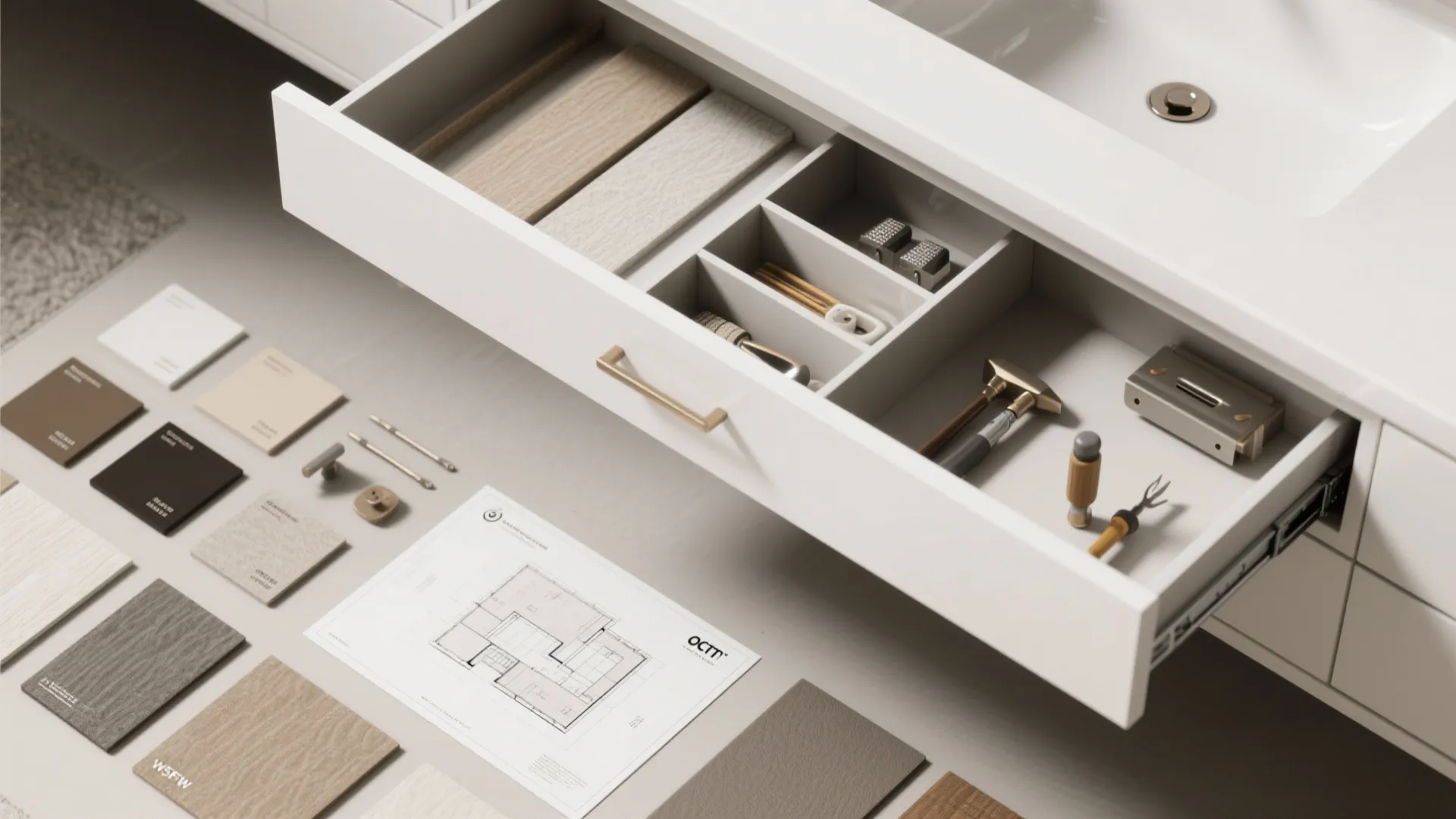 5. Custom Narrow Vanity with Deep Drawers for Smart Storage