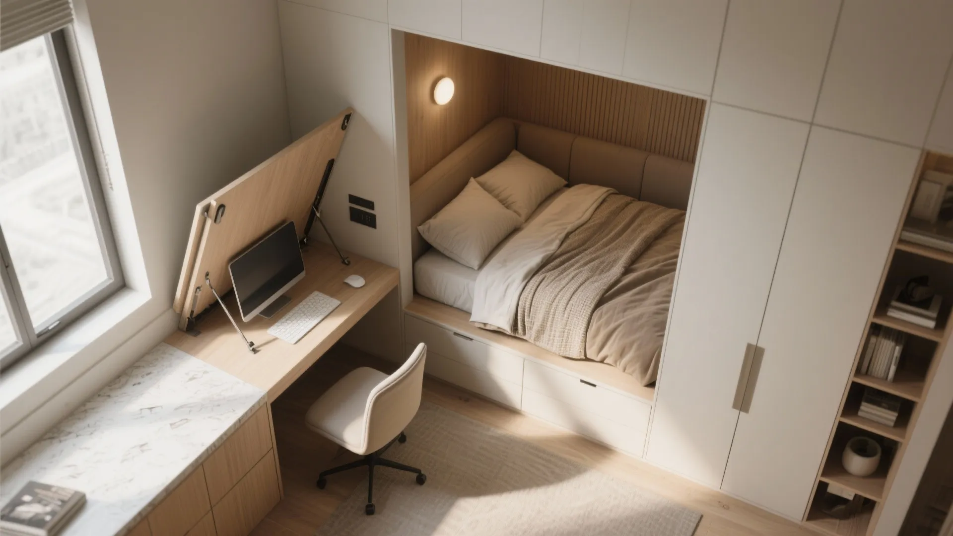5. Custom Nook with Fold-out Desk