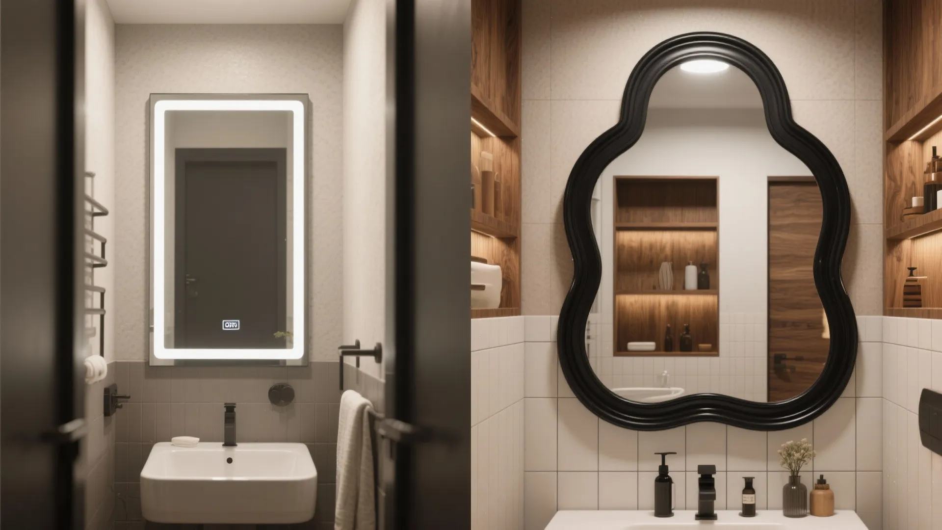 5. Custom-shaped black mirror to add personality