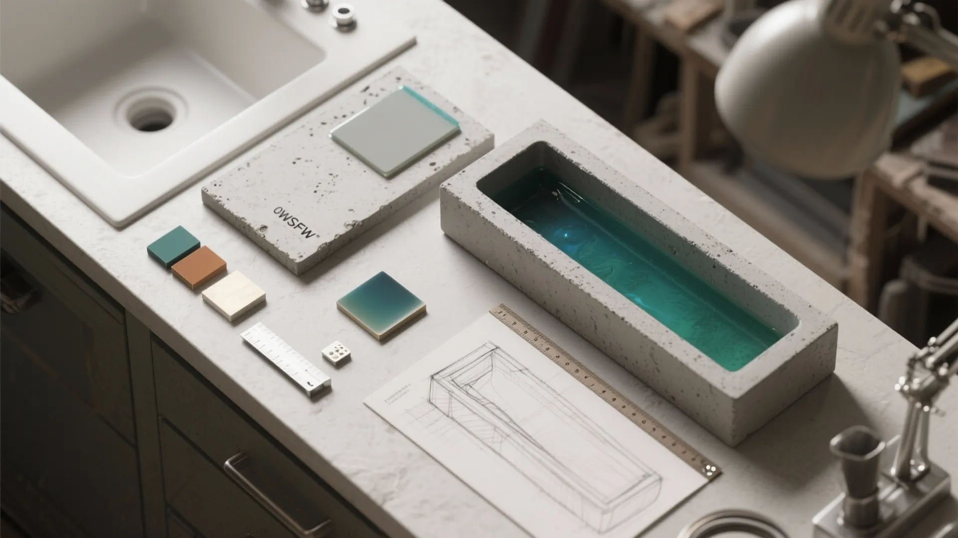 5. Custom concrete or colored resin for unique shapes