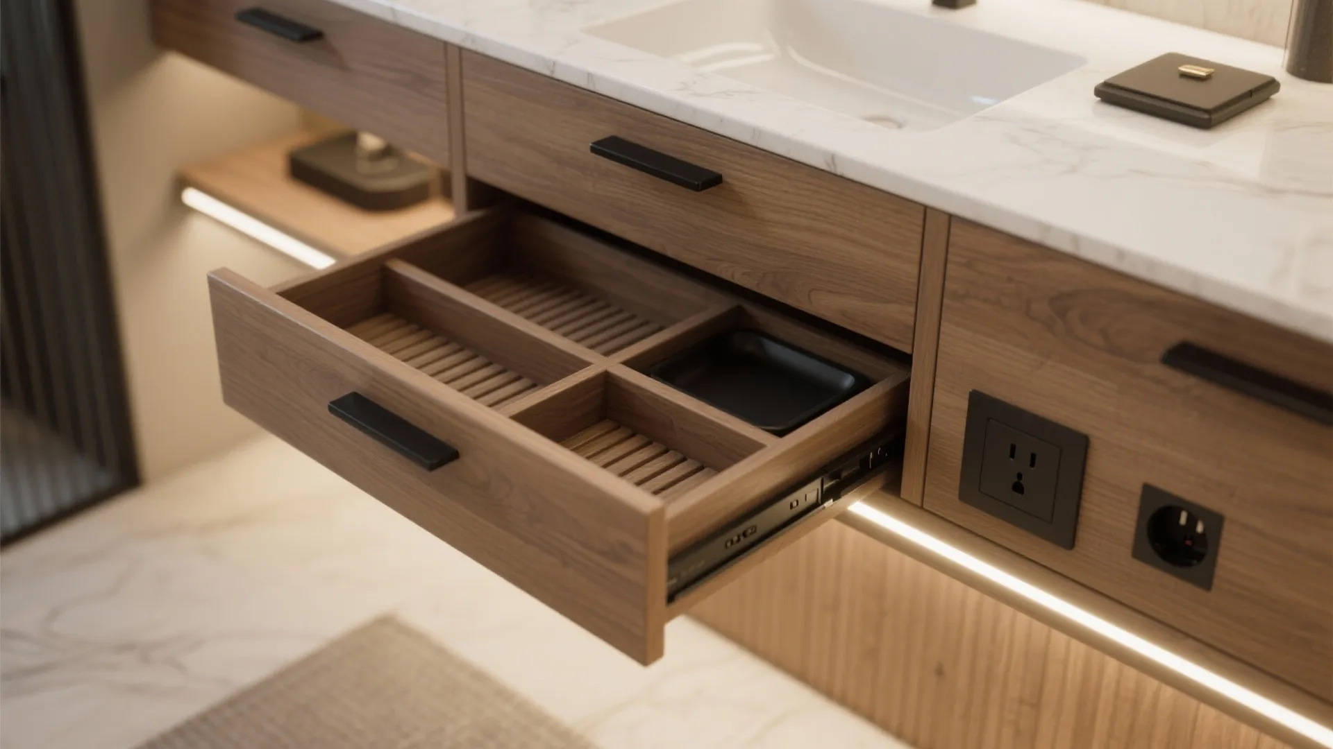 4. Custom Vanity with Hidden Storage