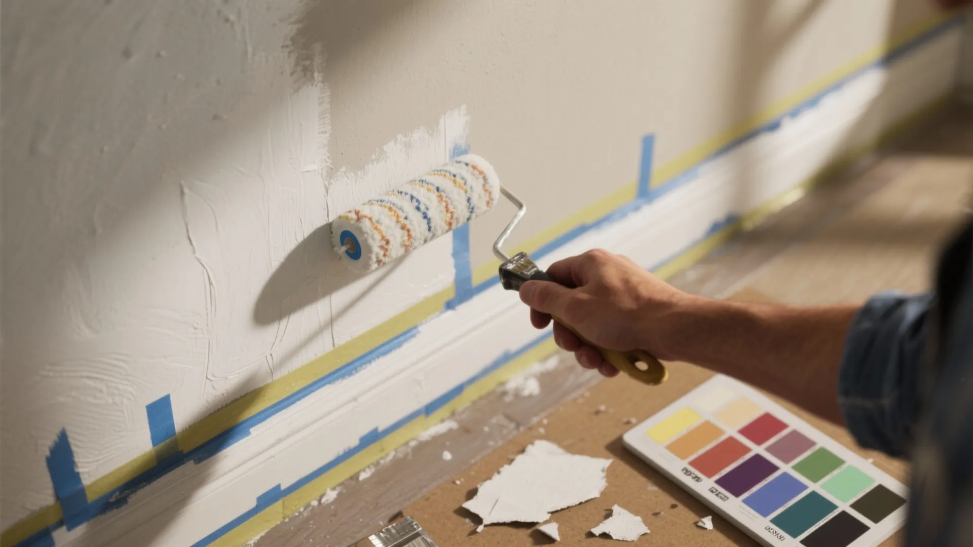 2. Cut-in the walls, then roll