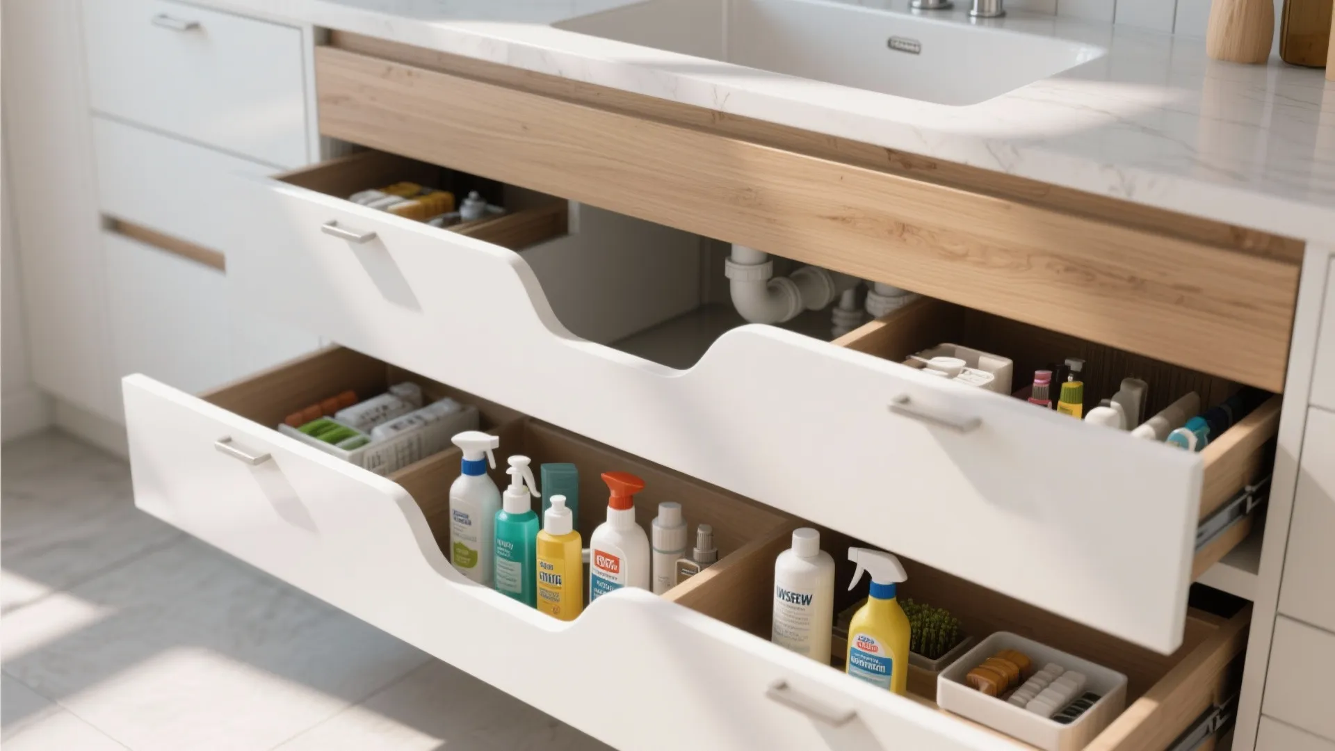 8. Under-Sink Drawers with Cutouts