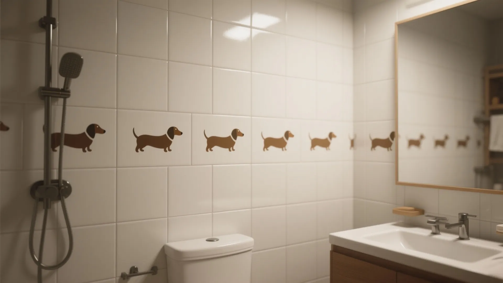 1. Dachshund Tile Accent Wall