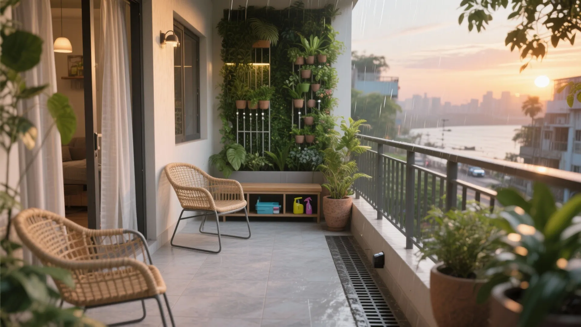 Monsoon-Savvy Balcony and Utility: Green, Dry, and Slip-Safe