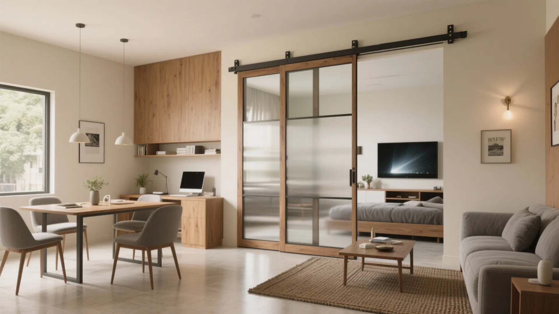 Flexible Living-Dining with Sliding Partitions