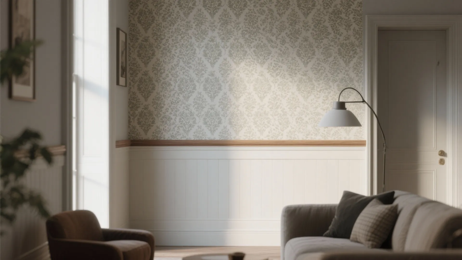 4. Half-height accent (dado) with wallpaper above