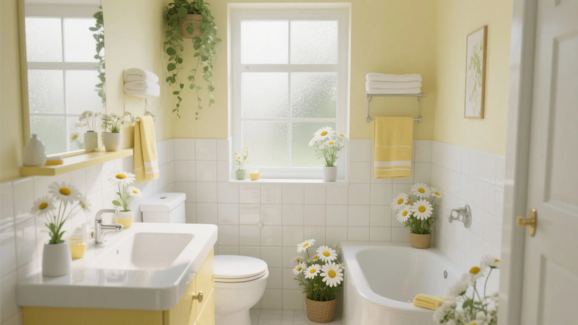 5 Daisy Bathroom Decor Ideas You’ll Love: Cheerful and fresh, daisy accents can transform even the smallest bathroom.