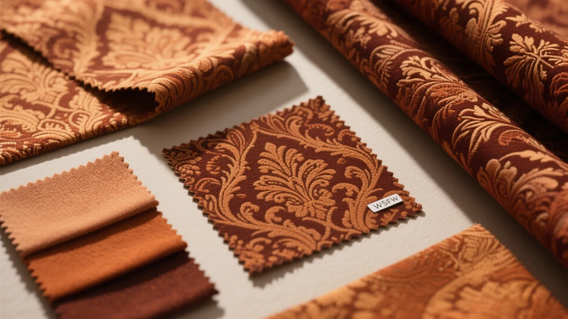 4. Patterned Damask in Warm Hues