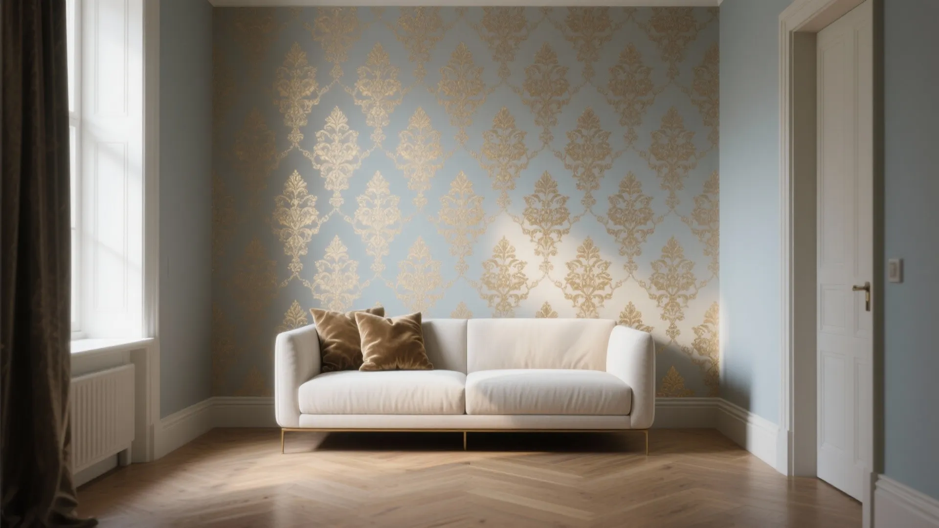 Damask Wallpaper with Gilded Details
