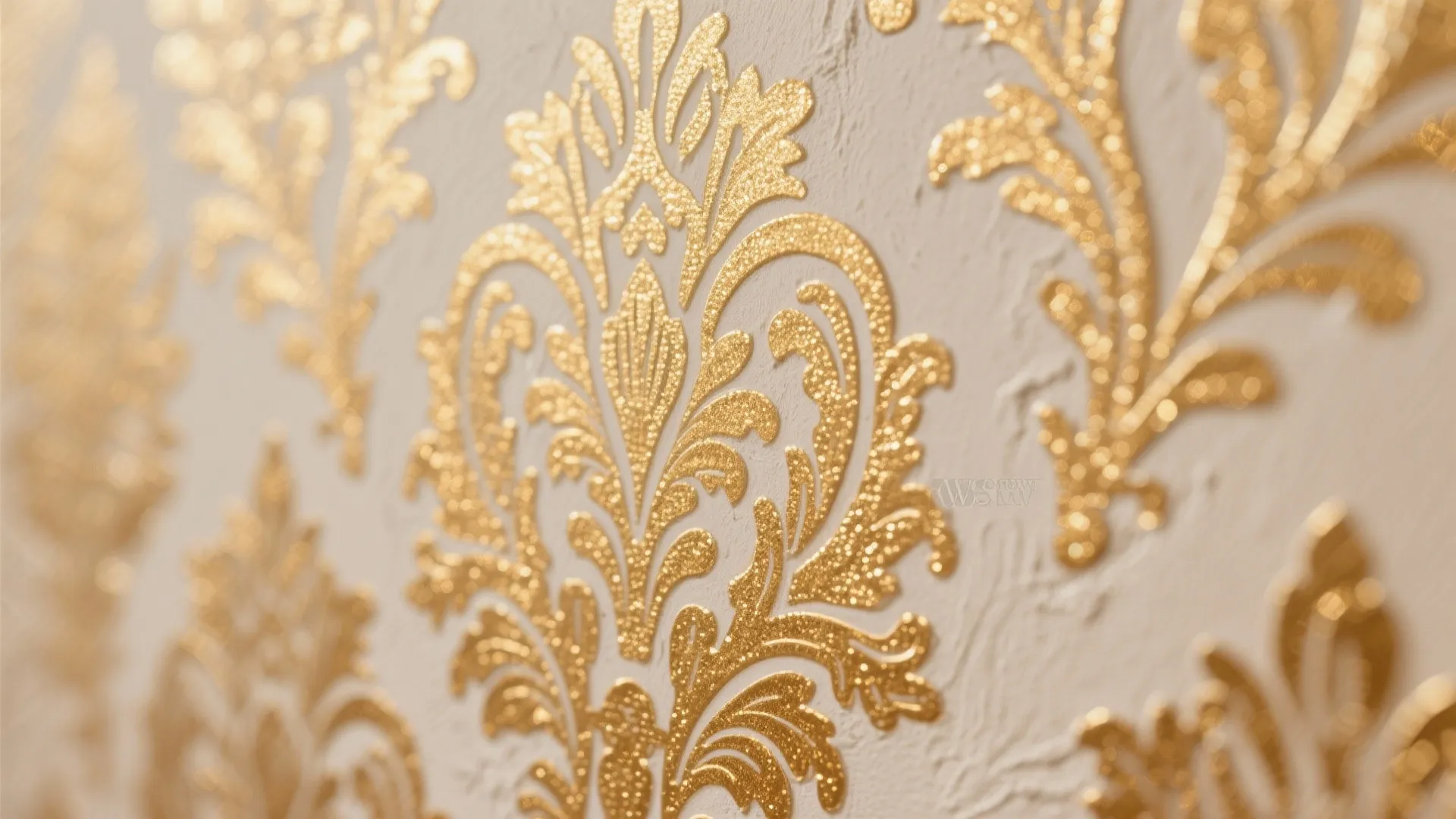Metallic Glaze Accent Wall with Damask Stencils