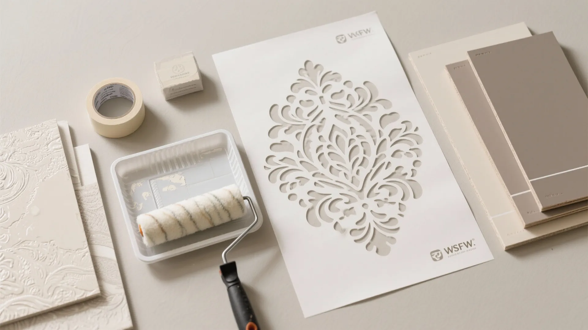 Damask Stencil in Tone-on-Tone