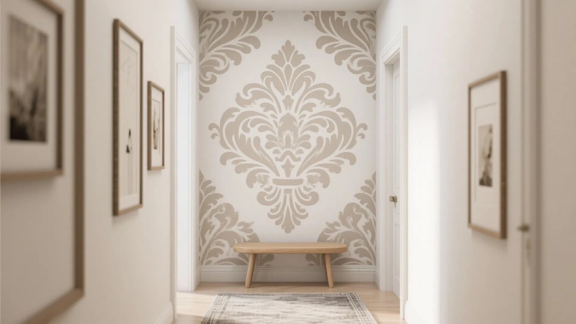 Damask Stencil in Tone-on-Tone