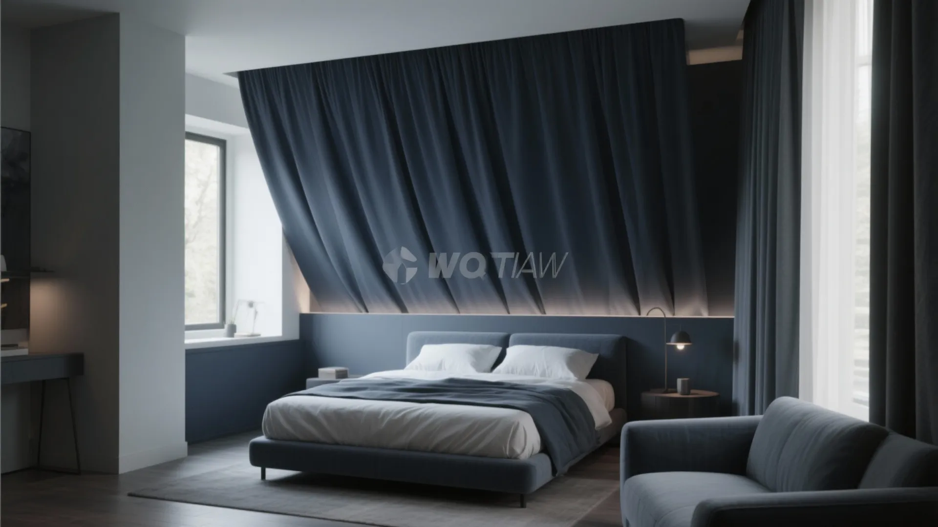 3. Use a Dark Ceiling Shade as an Accent That Flows Down