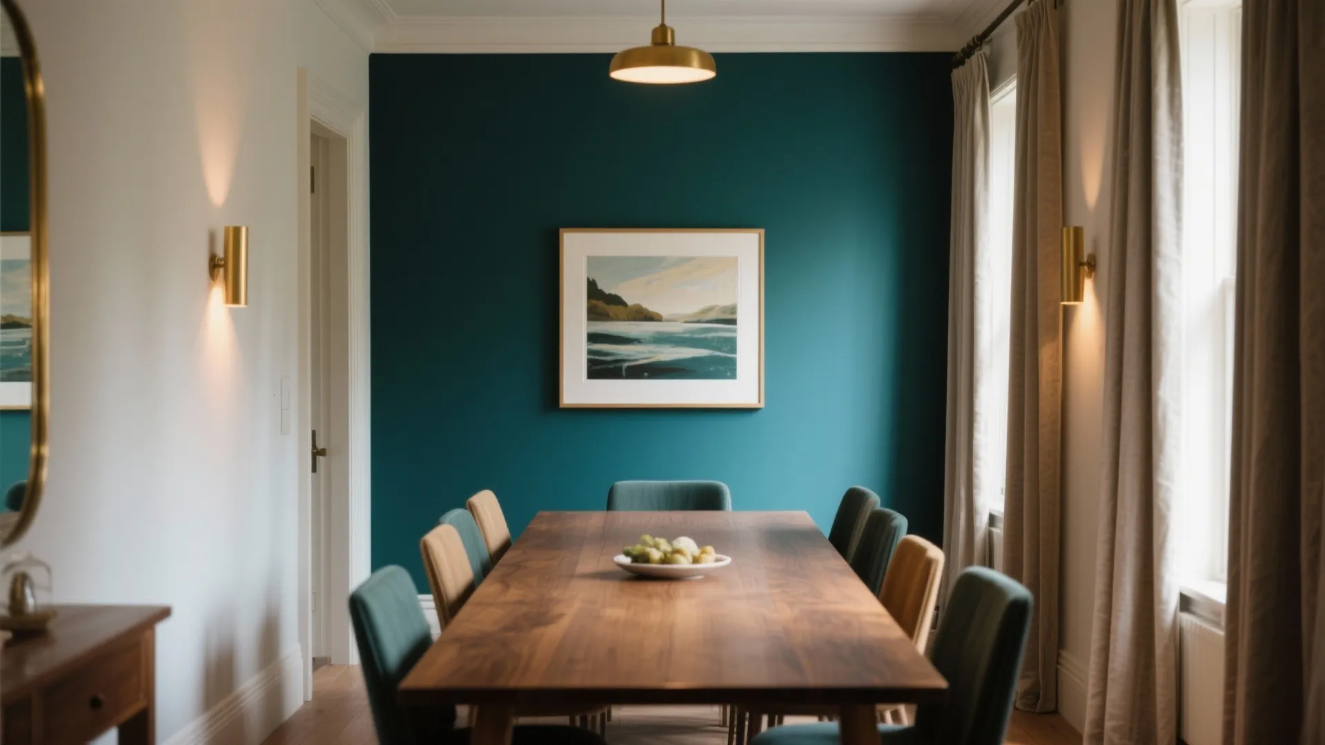 2) Sophisticated dark accent wall to anchor the table